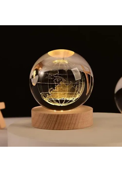 Dekoratif Dünya Tasarımlı Işıklı Cam Küre