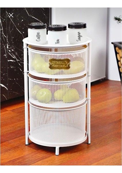 3 Katlı Metal Açılır Kapanır Paslanmaz Sebzelik