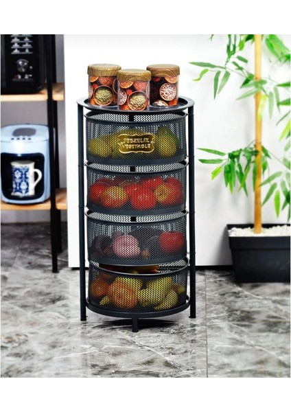 4 Katlı Metal Açılır Kapanır Paslanmaz Sebzelik