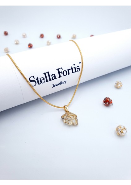 Gül Figürlü Altın Kolye – Zirkon Taşlı, Zarif ve Romantik Tasarım modelleri