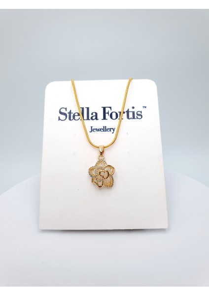 Gül Figürlü Altın Kolye – Zirkon Taşlı, Zarif ve Romantik Tasarım fırsatları