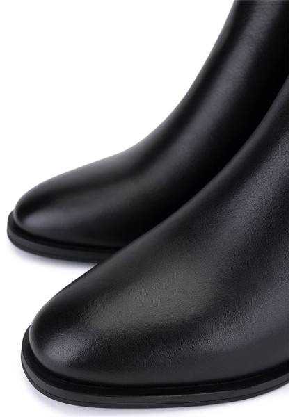 Kadın Hakiki Deri Siyah Deri Topuklu Bot 488 4001 Bn Bot SK25-26 Sıyah Dr modelleri