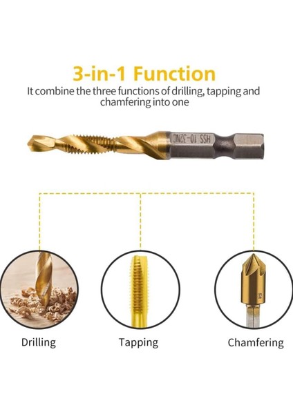 13 Parça Titanyum Kombine Kılavuz Ucu Seti Diş Açma Delme Için Kılavuz Çekme ve Uç Seti fiyatları