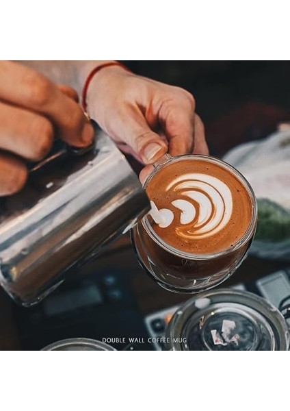 Cift Cidarlı Macchiato Bardak Seti,çift Duvarlı Kulplu Kahve Bardağı, 250 ml Kahve Fincanı, Cam, Cappuccino,, Çay,,süt Için (2 Adet) modelleri