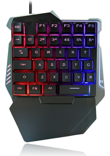 Tek Elle Kullanım Oyun Klavyesi – 35 Tuşlu Ergonomik Tasarım, Gökkuşağı LED Arka Işık, Taşınabilir Oyun Modu, Kol Destekli Rahat Kullanım, Windows/android/ios ile Uyumlu | G7