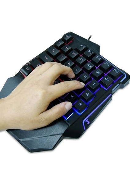 Tek Elle Kullanım Oyun Klavyesi – 35 Tuşlu Ergonomik Tasarım, Gökkuşağı LED Arka Işık, Taşınabilir Oyun Modu, Kol Destekli Rahat Kullanım, Windows/android/ios ile Uyumlu | G7 fiyatları