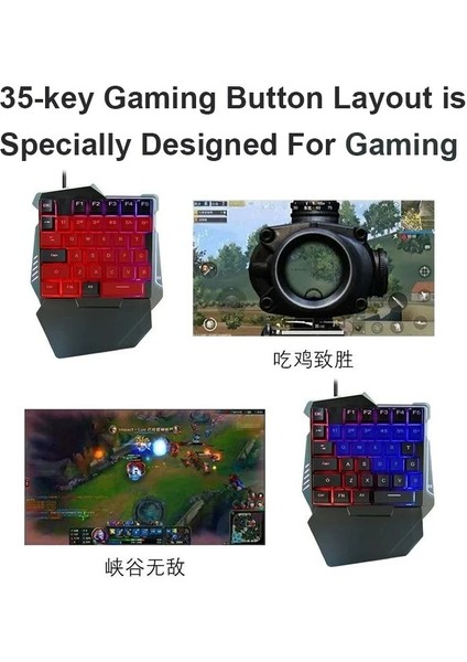 Tek Elle Kullanım Oyun Klavyesi – 35 Tuşlu Ergonomik Tasarım, Gökkuşağı LED Arka Işık, Taşınabilir Oyun Modu, Kol Destekli Rahat Kullanım, Windows/android/ios ile Uyumlu | G7 fırsatları