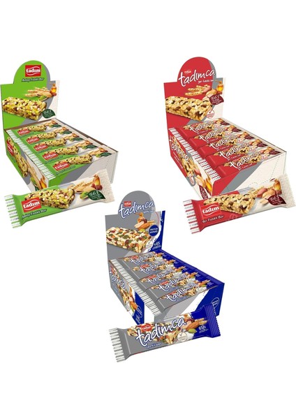 Sportif - Antep Fıstıklı - Yer Fıstıklı Bar 30 gr 20 Li - 3 Lü Karma Paket