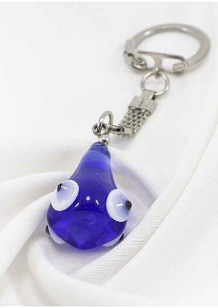 Lacivert Cam Koni Nazar Boncuğu Anahtarlık, Hediyelik Nazar Boncuklu Çanta Süsü