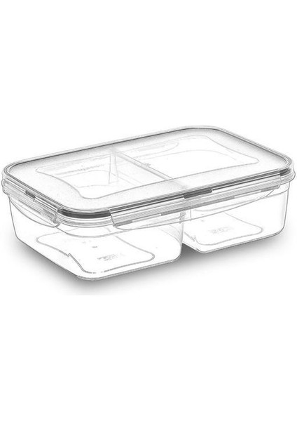 ® 2 Bölmeli Sızdırmaz Contalı Kilitli Kapaklı 1 Litre Erzak Saklama Kabı -LC505 indirimleri