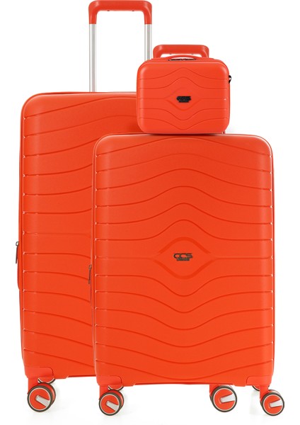 Bagist 5242 Polipropilen Körüklü Battal Boy Valiz + Körüklü Orta Boy Valiz + Makyaj Çantası 3 Lü Set