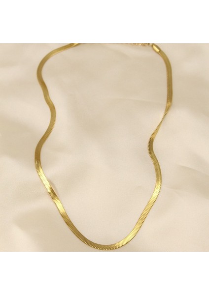 316L Çelik Altın Renk 45 cm Italyan Zincir Model Kadın Kolye