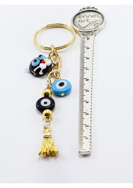 El Yapımı Cam Nazar Boncuklu Sevimli Kedicikli Anahtarlık, Hediyelik Anahtarlık indirimleri