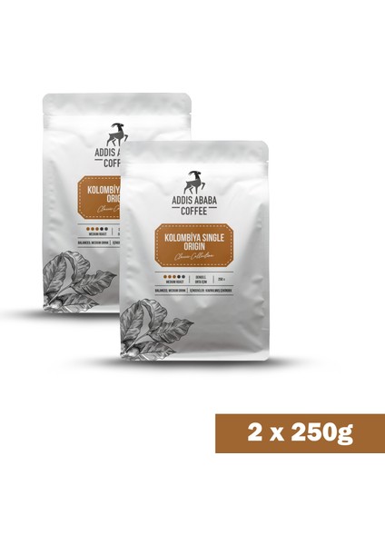 Kolombiya Single Origin Çekirdek Kahve (2x250) Gr.