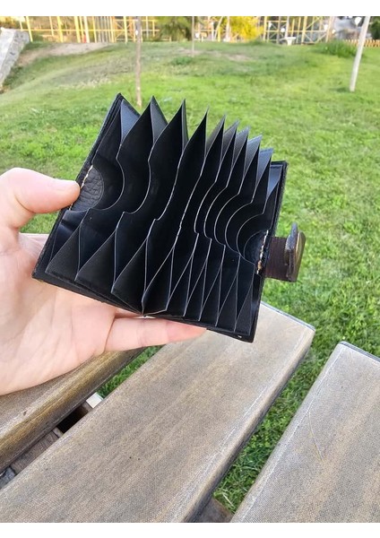 Hakiki Deri Akordiyon Cüzdan Kartlık