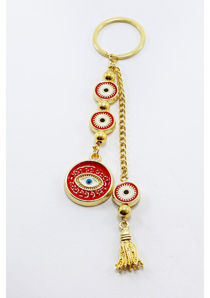 El Yapımı Kırmızı Çerçeveli Göz Figürlü Salkım Anahtarlık, Hediyelik Çanta Süsü modelleri