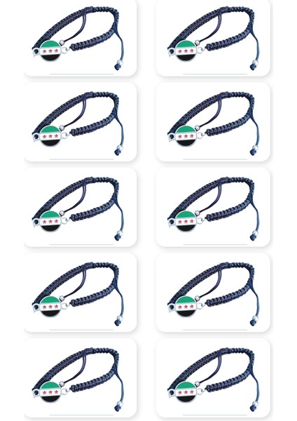 10\\\'lu Suriye Yeni Bayrağı Yuvarlak Ipli Ayarlanabilir El Bilekliği A300027-10