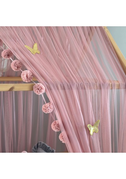 Gül Kurusu Çift Perdeli Montessori Yatak Cibinliği modelleri