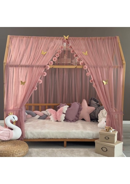 Gül Kurusu Çift Perdeli Montessori Yatak Cibinliği fırsatları