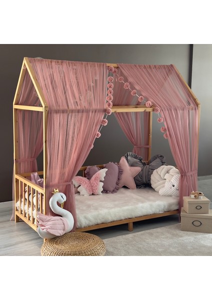 Gül Kurusu Çift Perdeli Montessori Yatak Cibinliği indirimleri