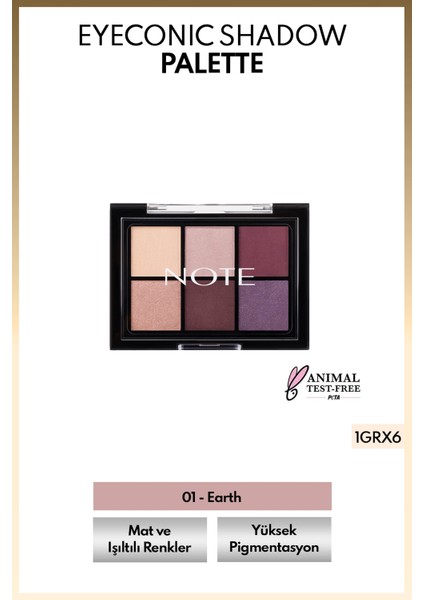 Eyeconic Eyeshadow Palette Mat ve Işıltılı Toz Göz Far Paleti - 01 Earth
