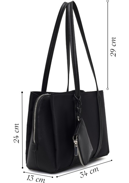 Kadın Siyah Aksesuarlı Klasik Omuz Çantası 25WBD274714 fiyatları
