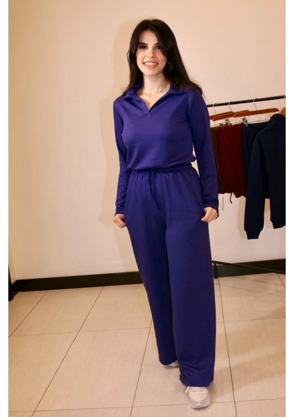 Kadın Polo Yaka Rahat Modal Takım