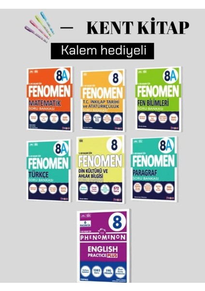 8. Sınıf Matematik - Fen B. - Türkçe - Paragraf-Inkılap T.-Din K. (A Set) - Ingilizce Soru Bankaları