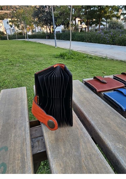 Hakiki Deri Akordiyon Cüzdan Kartlık modelleri