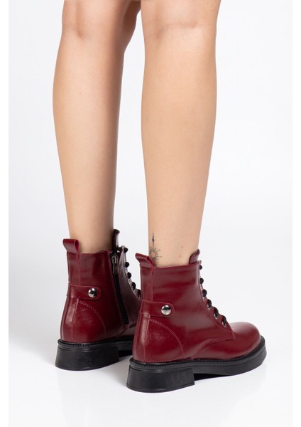 ZRİN-2003 Premium Bordo Kırışık Rugan Bağcıklı Fermuarlı Günlük Kadın Bot fırsatları