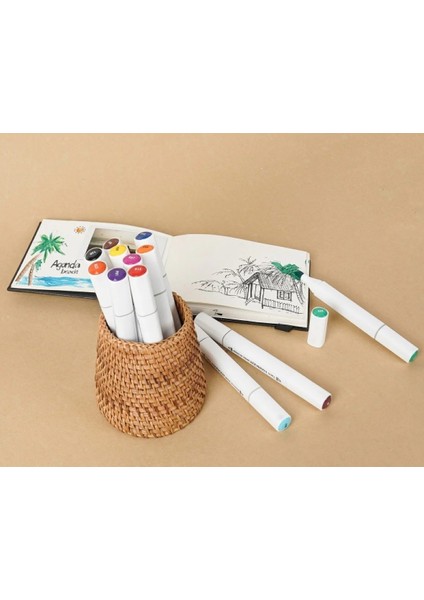 12 Parça Çift Taraflı Marker Boya Kalemi