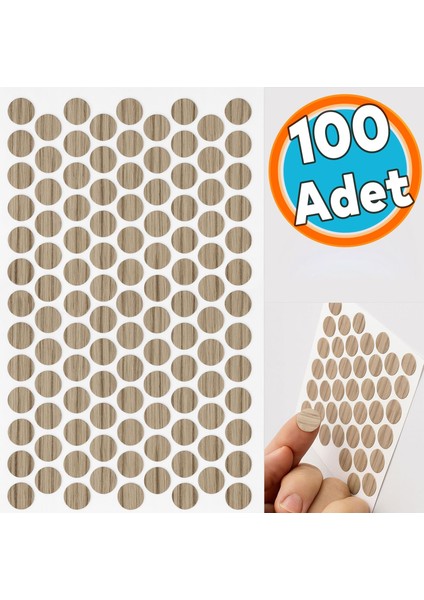 100 Adet Yapışkanlı Vida Tapası Tıpası Açık Kübik Ceviz Renk Mobilya Vida Delik Kapatıcı Kapama Seti