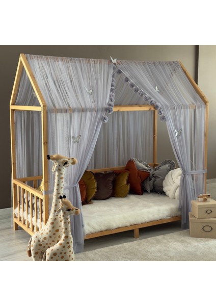 Gri Çift Perdeli Montessori Yatak Cibinliği fırsatları