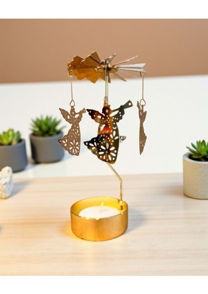 Isı ile Dönen Mumluk –altın Renkli Metal Gövdesiyle Zarif Bir Görünüm Sunan Melek Kız Tasarımlı Isı modelleri