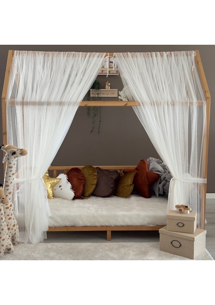 Beyaz Çift Perdeli Montessori Yatak Cibinliği