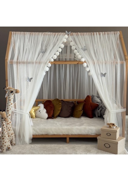 Beyaz Çift Perdeli Montessori Yatak Cibinliği fırsatları
