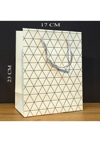 Beyaz Desenli Küçük Boy Hediye Çantası