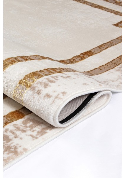 Glory Vl Saçaklı Modern Dokuma Halı Oturma Odası Salon Mutfak Halısı Krem Gold T1A modelleri