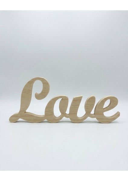Dekoratif Ahşap Love Yazısı Duvar Süsü - Boyanabilir Romantik Duvar Dekoru (30X13X1 Cm)