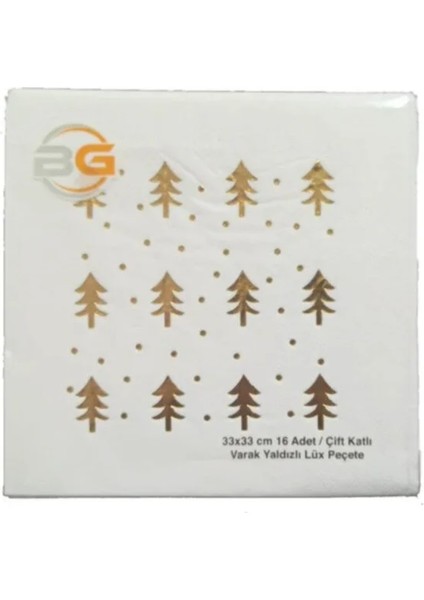 Yılbaşı Altın Yaldızlı 16 Adet Peçete 16X16 cm