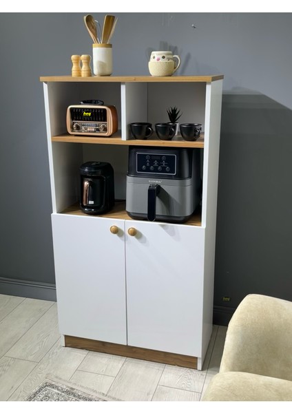 Parla Kahve Köşesi Çok Amaçlı Dolap Kiler Dolabı Mutfak Bangosu Erzak Dolabı Bölmeli 72 cm