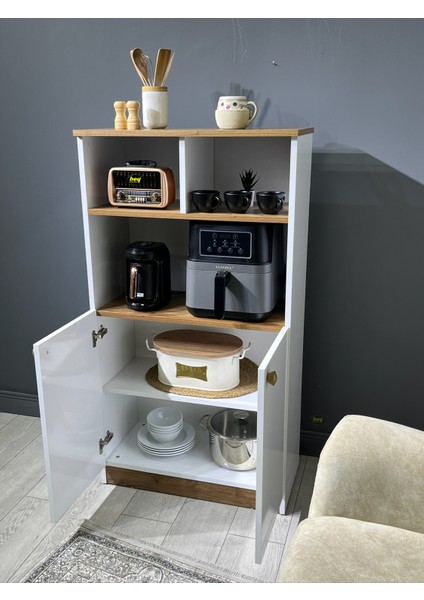 Parla Kahve Köşesi Çok Amaçlı Dolap Kiler Dolabı Mutfak Bangosu Erzak Dolabı Bölmeli 72 cm