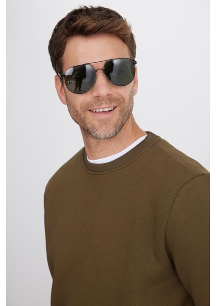 Unisex Relax Fit Rahat Kesim Pamuklu Yumuşak Dokulu Içi Polarlı Yeşil Bisiklet Yaka Sweatshirt fiyatları