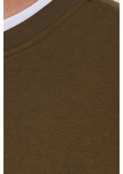 Unisex Relax Fit Rahat Kesim Pamuklu Yumuşak Dokulu Içi Polarlı Yeşil Bisiklet Yaka Sweatshirt