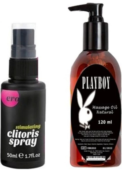 Ero Clitoris Mucizevi Kadınlara Özel Sprey 50 Ml+Playboy Mucizevi Massage Oil Masaj Yağı 120 ml