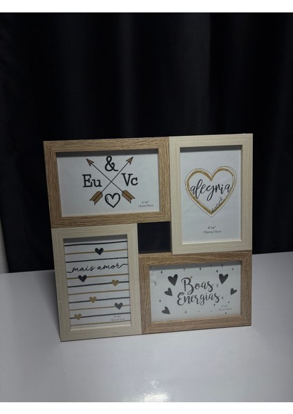 4lü Ahşap Çerçeveli Dekoratif Fotoğraf Çerçevesi