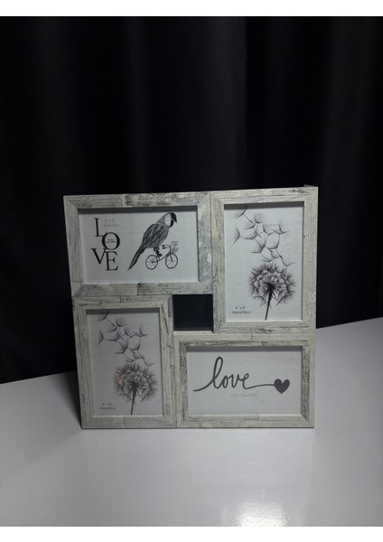 4lü Ahşap Çerçeveli Dekoratif Fotoğraf Çerçevesi