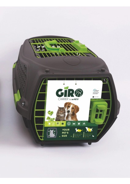Eco Giro Carrier Kedi ve Küçük Irk Köpek Taşıma Çantası 51.6X32.7X29.6 cm Siyah/yeşil Medium