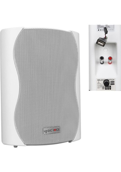 F-LHY5S 5.25" (13.5 Cm) Hat Trafolu Duvar Tipi Sütun Hoparlör (20W Rms / 180W Peak - Mp3 USB Uyumlu) - Beyaz