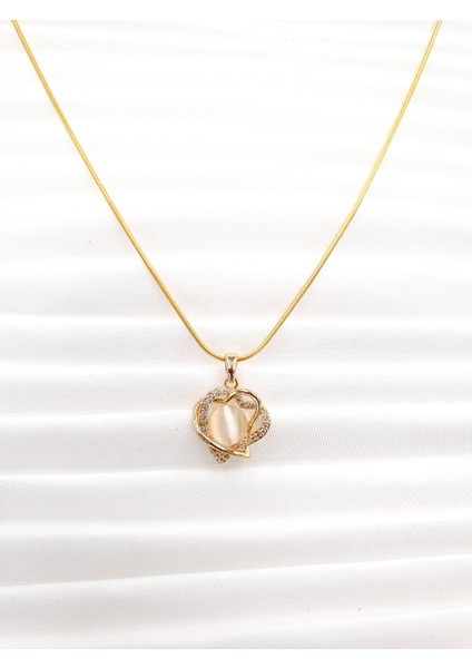 Inci Taşlı Çift Katmanlı Kalp Kolye – Zirkon Detaylı, Altın Kaplama fiyatları